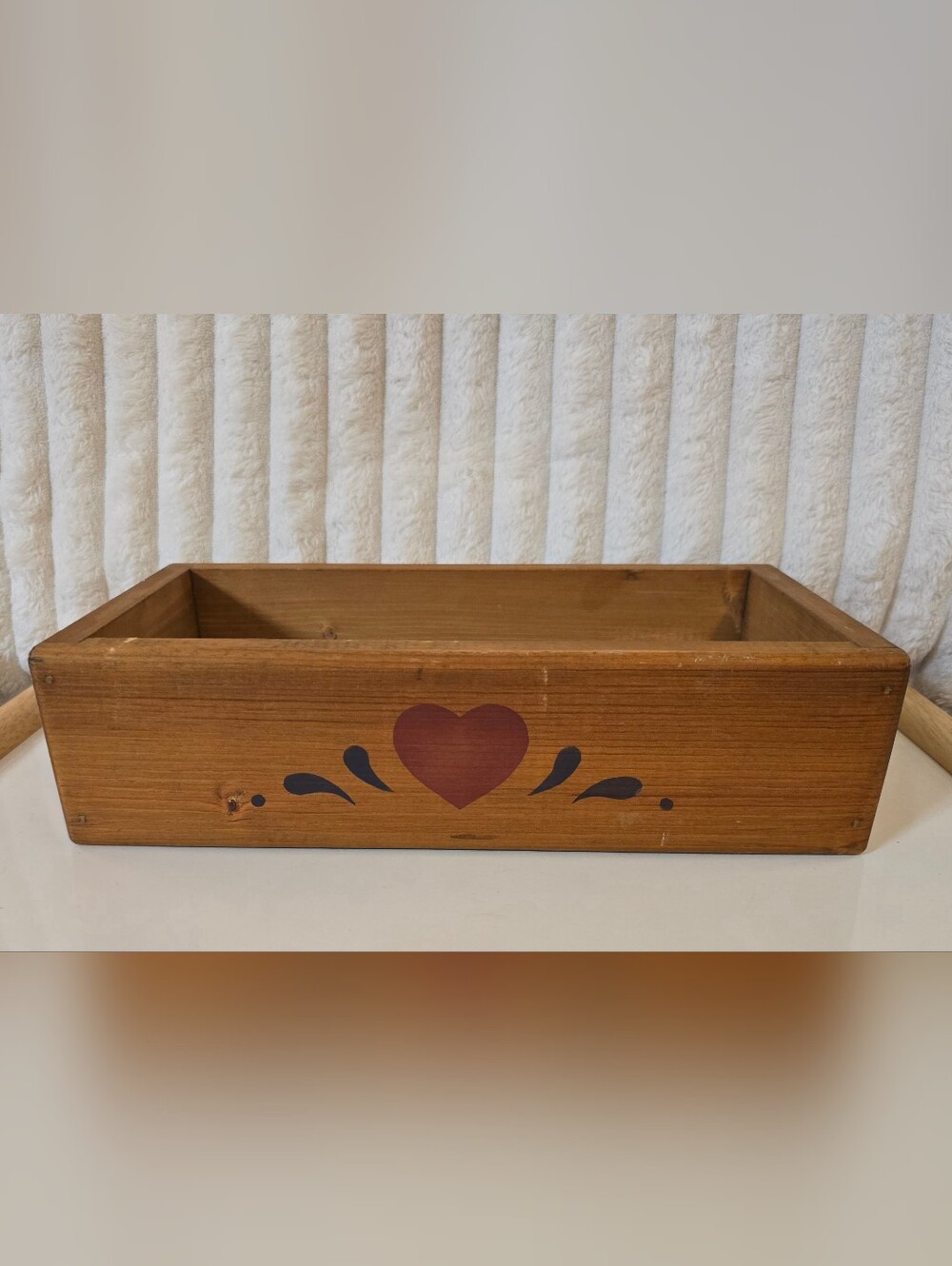Vintage CAS Originals Wooden Box Rustic Primitive Heart Country Decor 13"